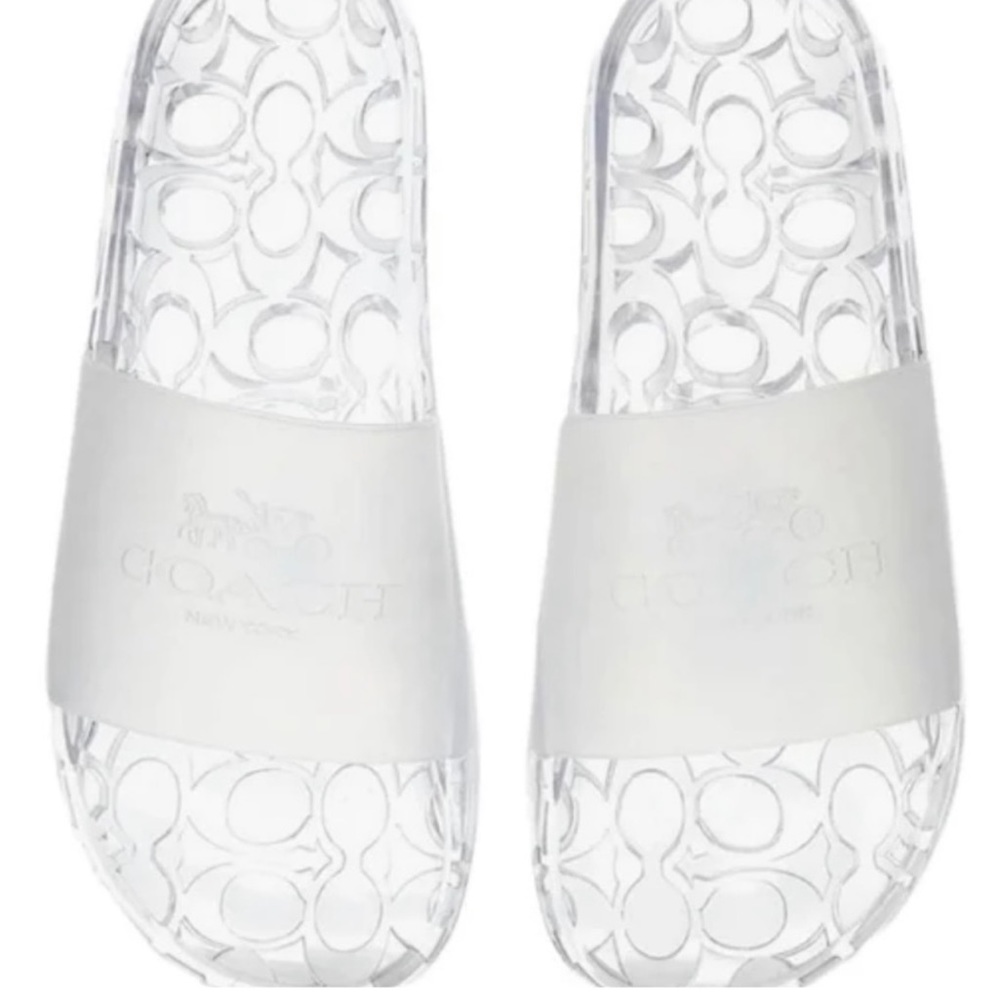 COACH Men's Ulyssa Water Resistant Jelly Pool Slides Clear